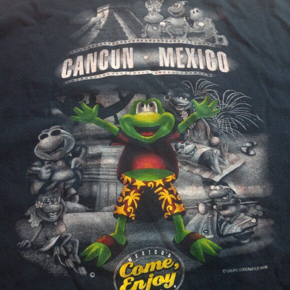 Senor Frogs Mens Large Dark Blue Graphic T-Shirt Come Enjoy  Cancun Mexico - Picture 7 of 7